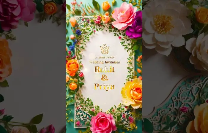 Vibrant Royal 3D Floral Hindu Wedding Invitation Instagram Story